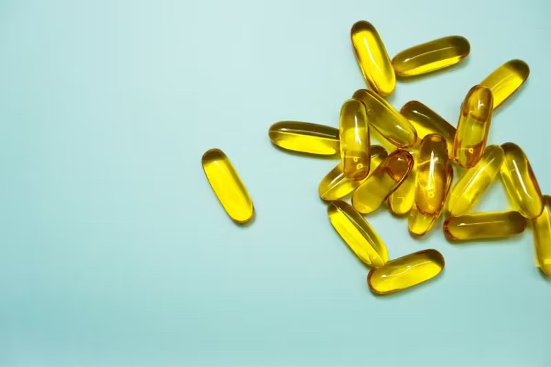 Supplements on a blue background