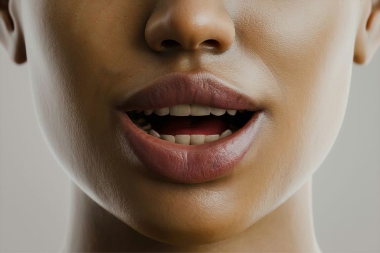 Woman with an open motuth