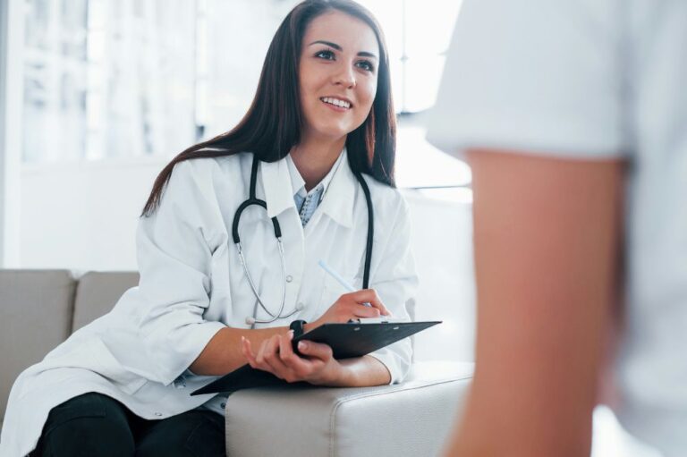 Patient talking to a doctor